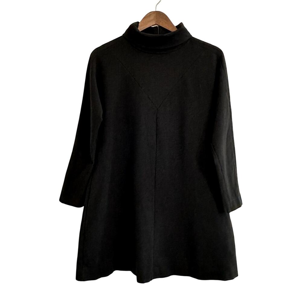 MJM Made in Italy Black Turtleneck Dress Size 8 Goth Minimalist Lagom Lagenlook